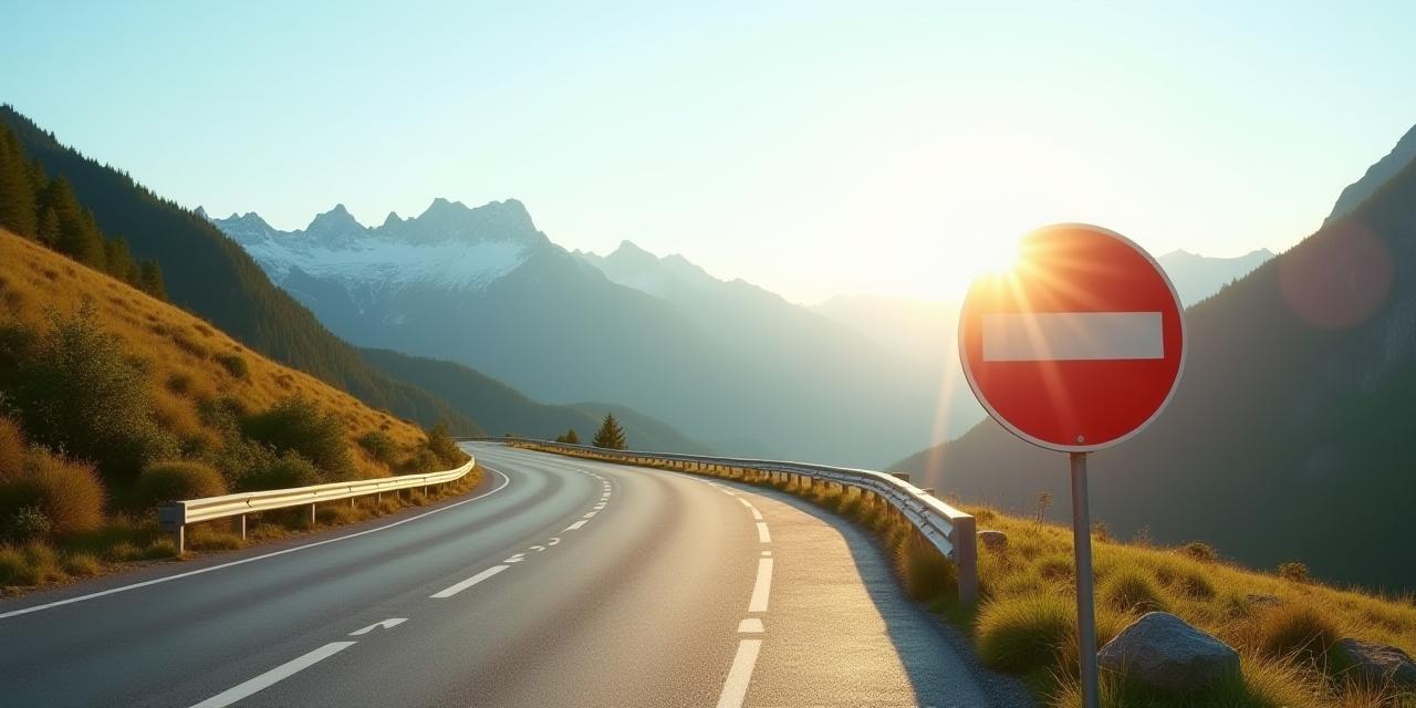 Route panoramique en Suisse avec un panneau indiquant la vignette électronique